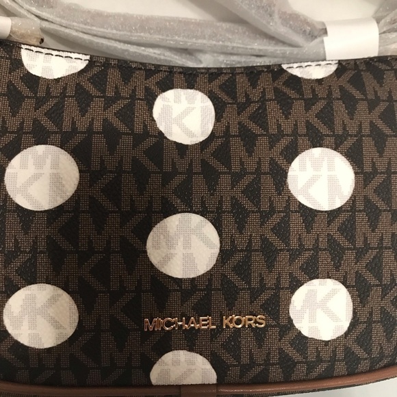 NWT Michael Kors Carmela Small Polka Dot and Signature Logo Pochette Crossbody - Picture 5 of 12
